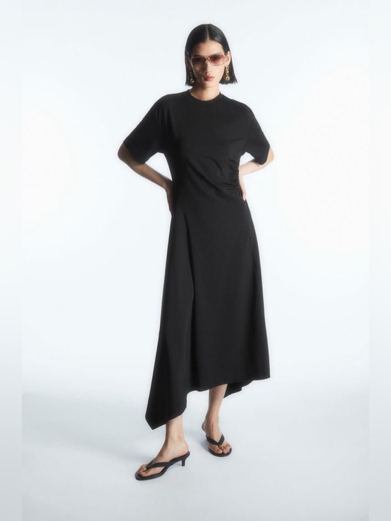 COS Dresses & Skirts - COS Black Asymmetrical Tee Maxi Dress Size Medium